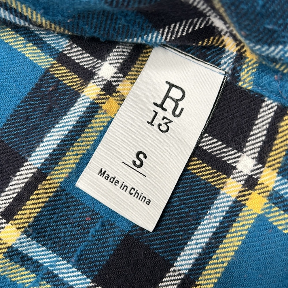 R13 Double Red and Blue Button Down Flannel - Picture 8 of 9